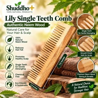 Shuddho Neem Wood Single Tooth Comb